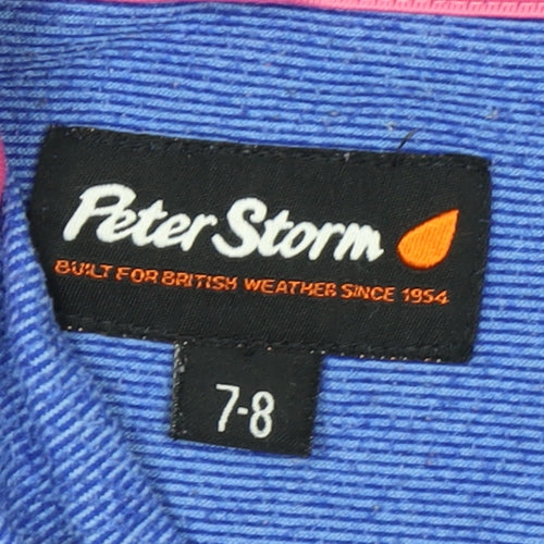 Peter Storm Girls Blue Hooded Jacket, 7-8 Years, Casual Style