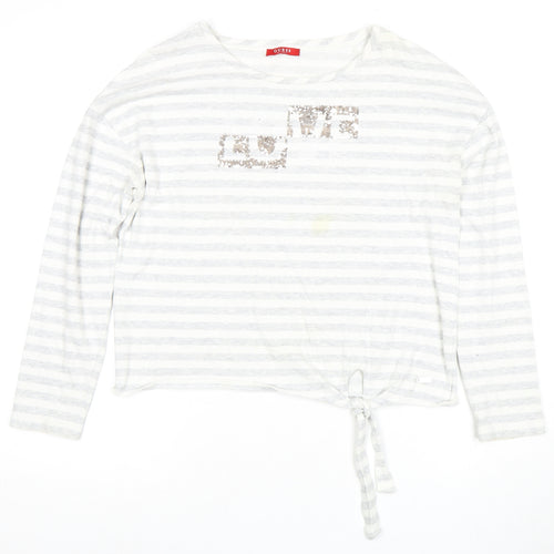 Guess Women's White Striped Cropped T-Shirt, Size M