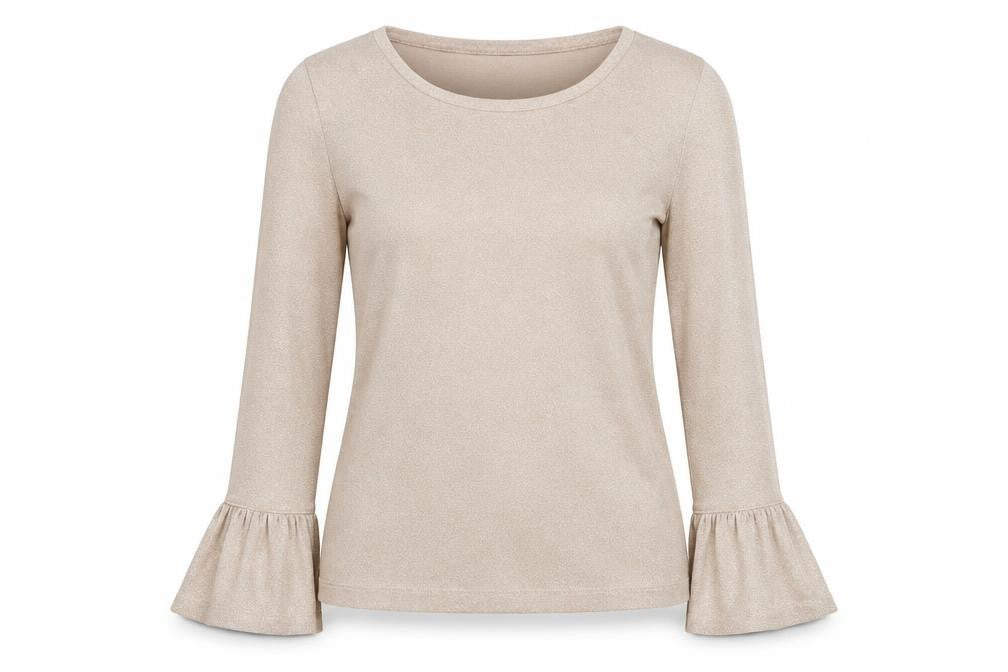 Front view of J.Crew Beige Women's Blouse XS Flared Sleeve