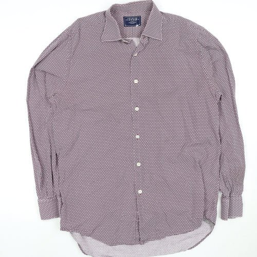 Charles Tyrwhitt Men's Purple Geometric Dress Shirt L