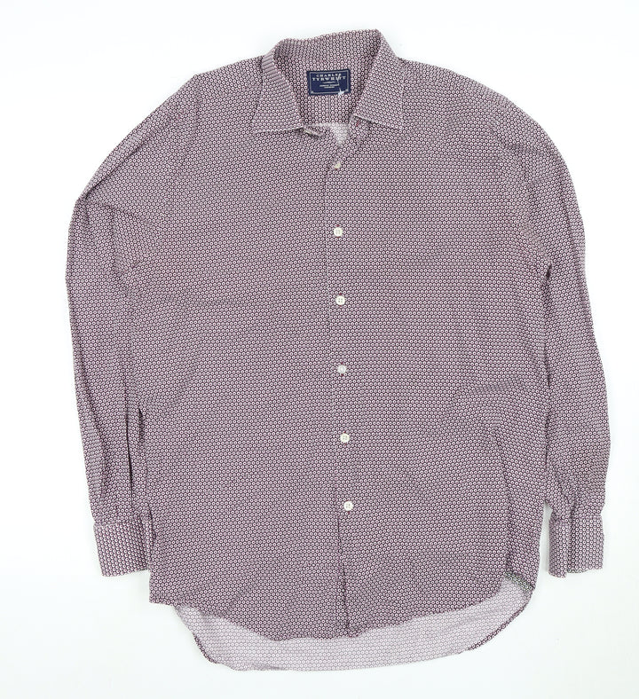 Charles Tyrwhitt Men's Purple Geometric Dress Shirt L