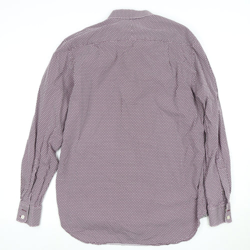Charles Tyrwhitt Men's Purple Geometric Dress Shirt L