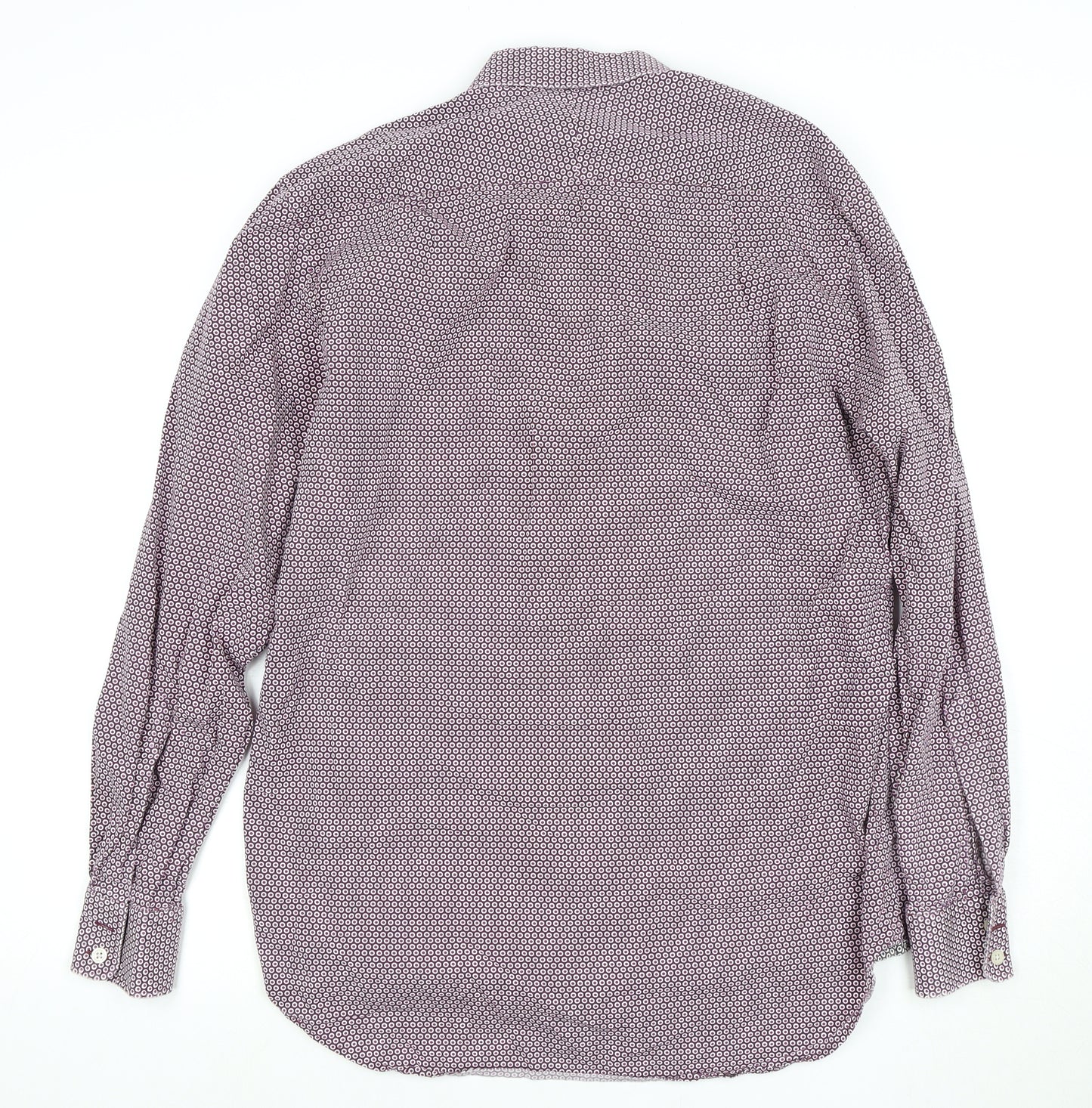 Charles Tyrwhitt Men's Purple Geometric Dress Shirt L