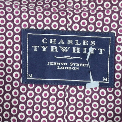 Charles Tyrwhitt Men's Purple Geometric Dress Shirt L