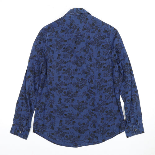 Boden Men's Blue Floral Cotton Dress Shirt Size 6