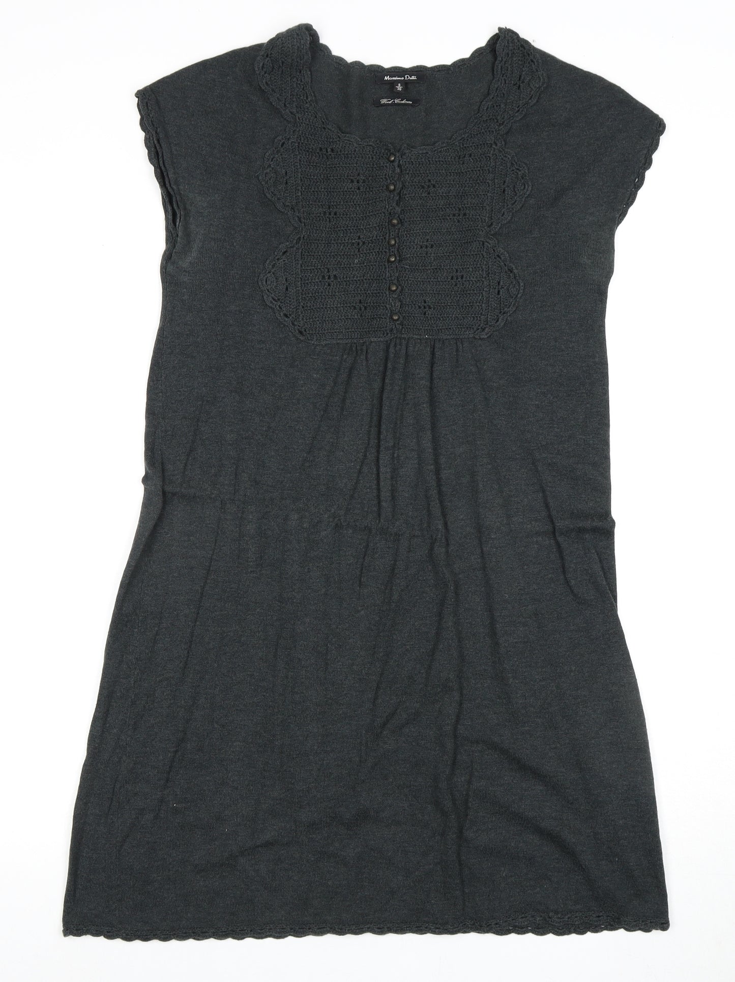 Massimo Dutti Women's Grey Knit Dress Size S