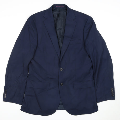 Moss Esq Men's Blue Blazer 48 Regular Single-Breasted