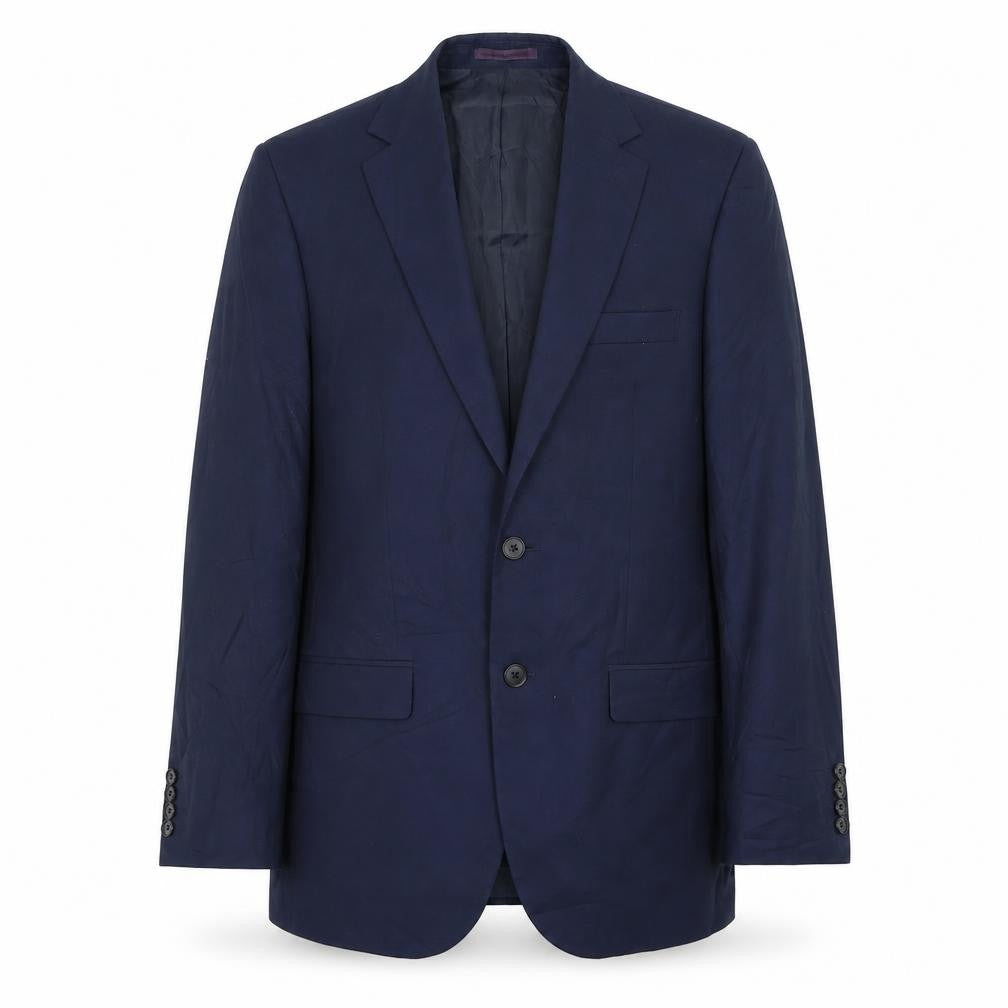 Front view of Moss Esq Men's Blue Blazer 48 Regular Single-Breasted