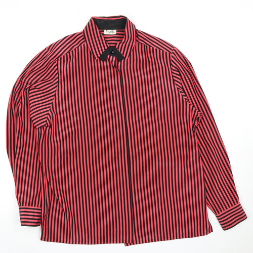 Viyella Women's Red Striped Long Sleeve Button-Up Shirt