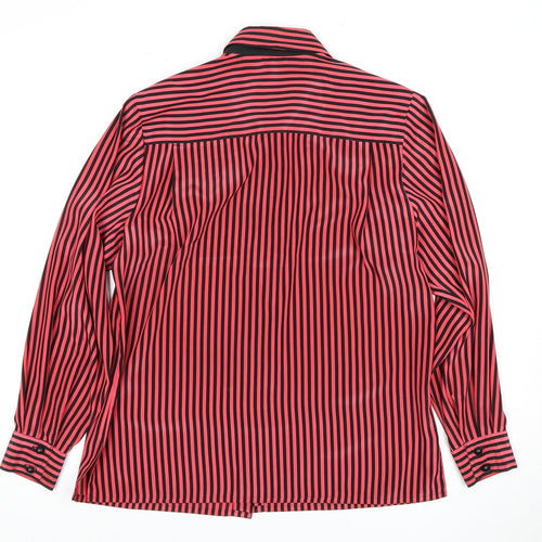 Viyella Women's Red Striped Long Sleeve Button-Up Shirt