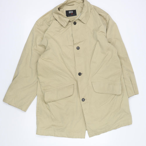 BUSH Men's Beige Overcoat, XL, Collared, Casual Style