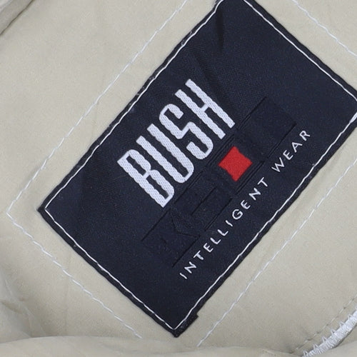BUSH Men's Beige Overcoat, XL, Collared, Casual Style