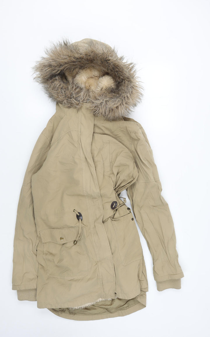 Oasis Women's Beige Parka - M, Hooded Winter Coat