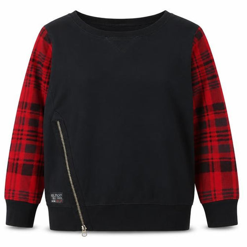 Polo Ralph Lauren Girls Black Pullover Sweater M Plaid Accents