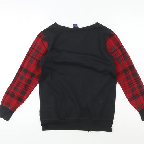 Polo Ralph Lauren Girls Black Pullover Sweater M Plaid Accents