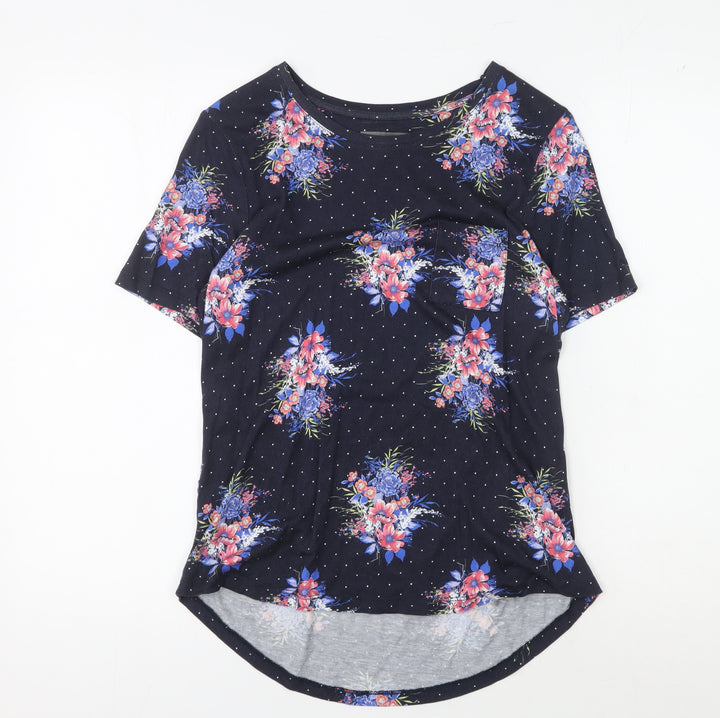 Laura Ashley Women's Black Floral T-Shirt Size 10