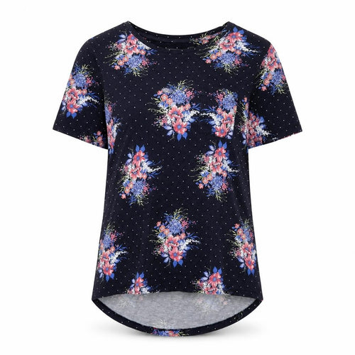 Laura Ashley Women's Black Floral T-Shirt Size 10