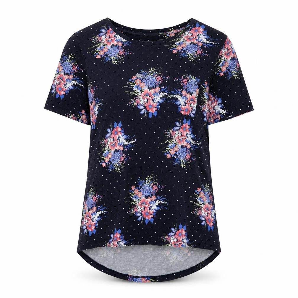 Laura Ashley Women's Black Floral T-Shirt Size 10
