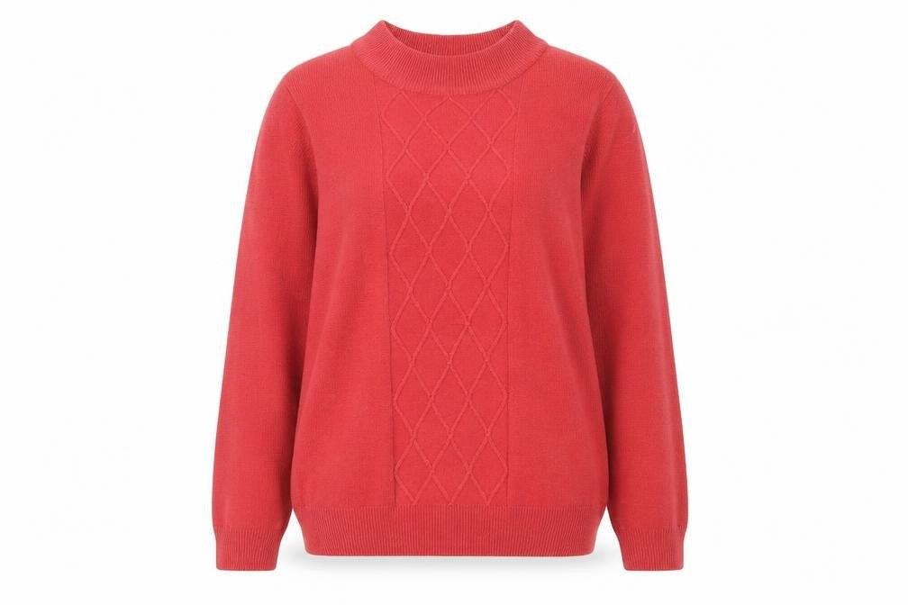 Front view of Honor Millburn Women's Red Cable-Knit Jumper, size S