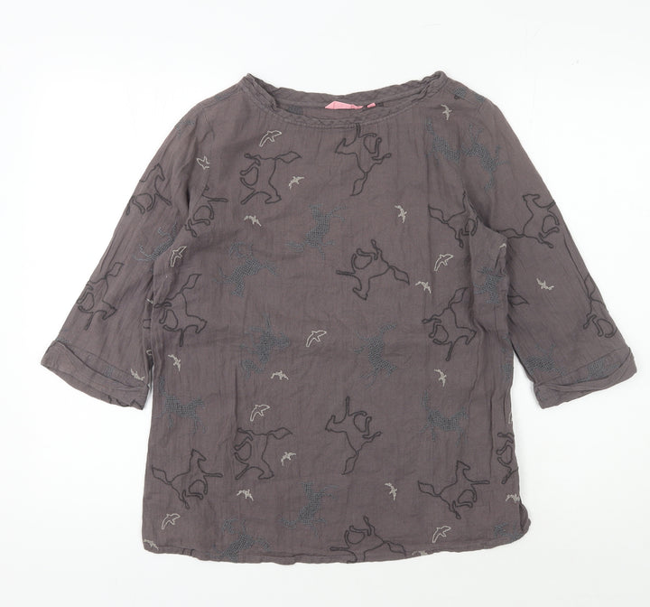 White Stuff Grey Animal Print Women’s Blouse Size 12