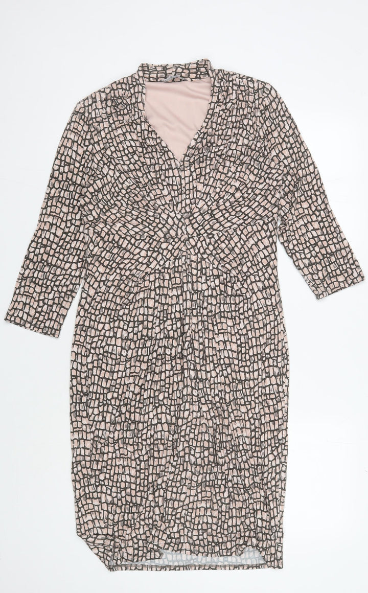 Laura Ashley Pink Geometric Sheath Dress, Size 12
