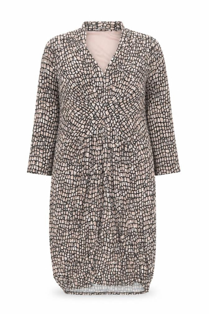 Front view of Laura Ashley Pink Geometric Sheath Dress, size 12