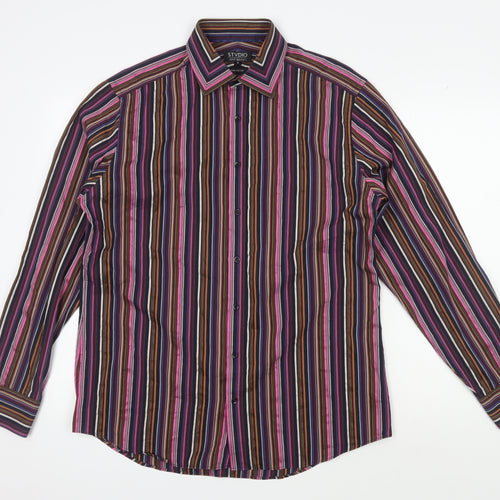 Jeff Banks Men's Multicoloured Striped Button-Up Shirt 16
