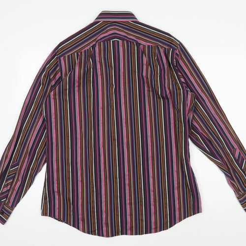 Jeff Banks Men's Multicoloured Striped Button-Up Shirt 16