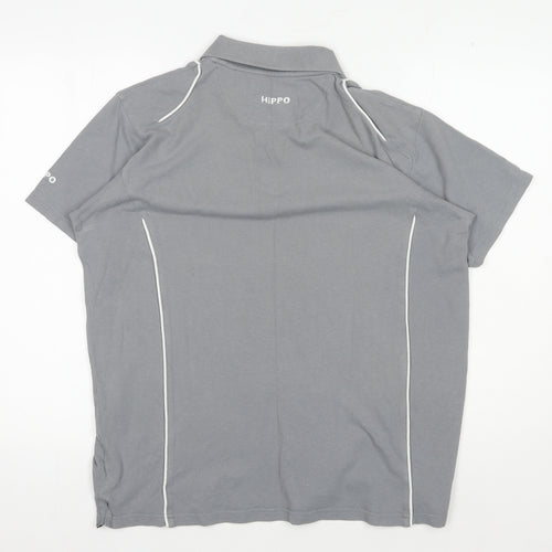 Hippo Men's Grey Polo Shirt M Solid Collared