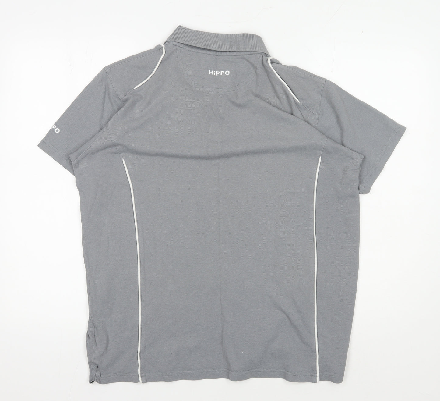 Hippo Men's Grey Polo Shirt M Solid Collared