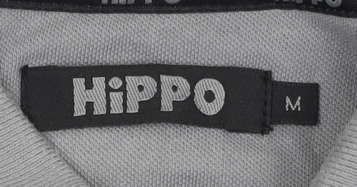 Hippo Men's Grey Polo Shirt M Solid Collared
