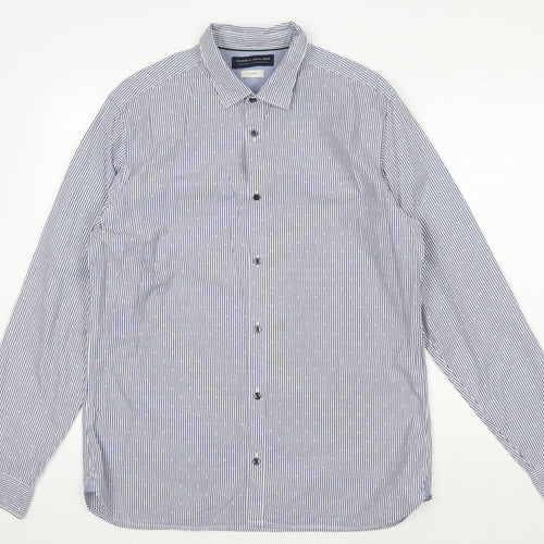 Jack & Jones Men's Blue Striped Long Sleeve Shirt XL
