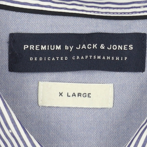 Jack & Jones Men's Blue Striped Long Sleeve Shirt XL