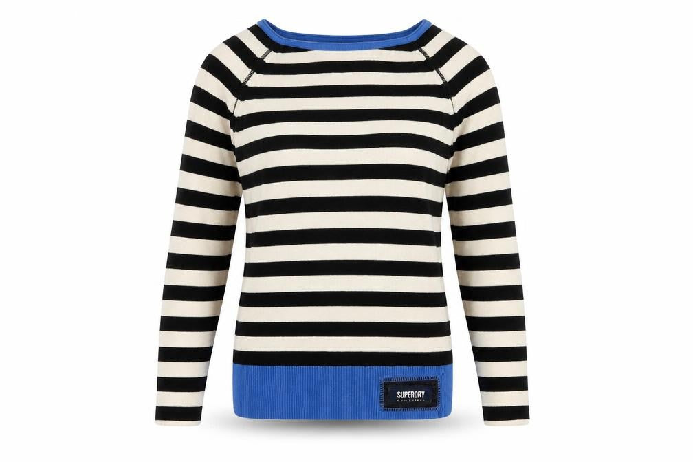 Front view of Superdry Women's Black Striped jumper S