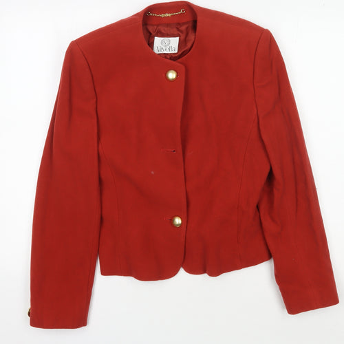 Viyella Women's Red Blazer UK 10 Wool Single-Breasted