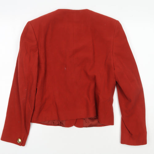 Viyella Women's Red Blazer UK 10 Wool Single-Breasted