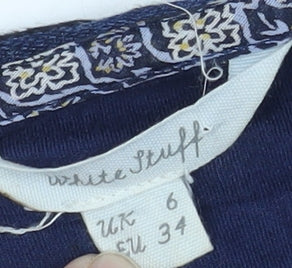 White Stuff Women’s Blue Striped Embroidered Dress Size 6