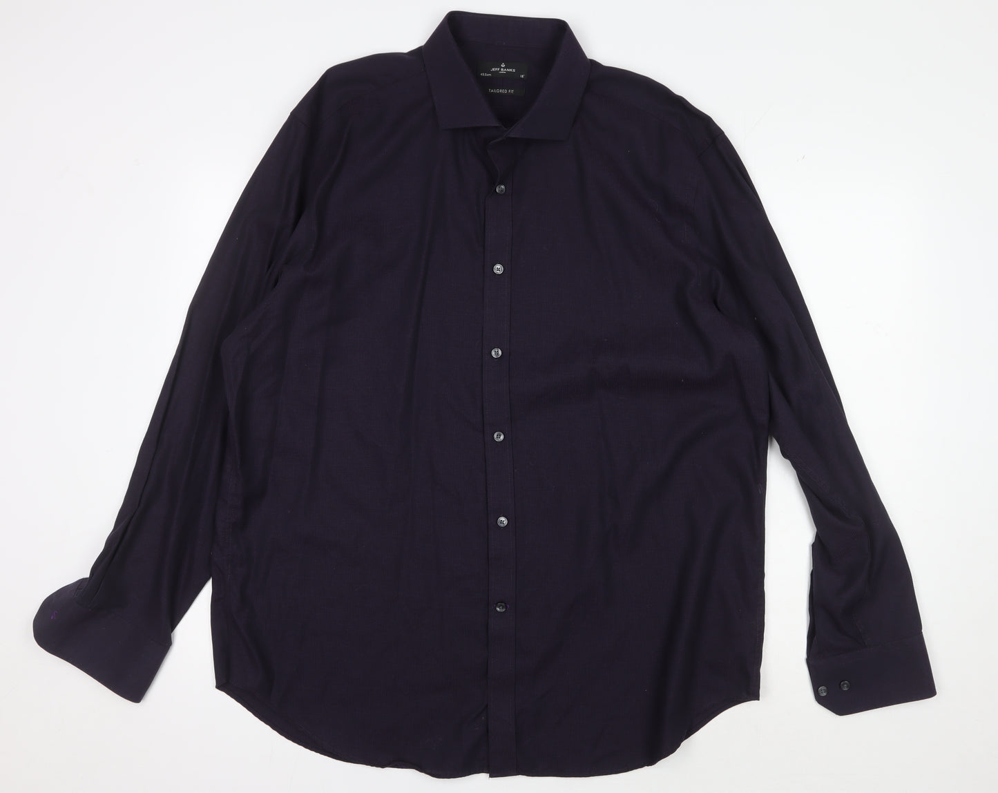 Jeff Banks Men's Black Slim Fit Long Sleeve Shirt 18