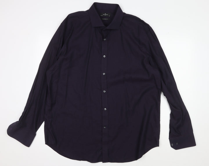 Jeff Banks Men's Black Slim Fit Long Sleeve Shirt 18