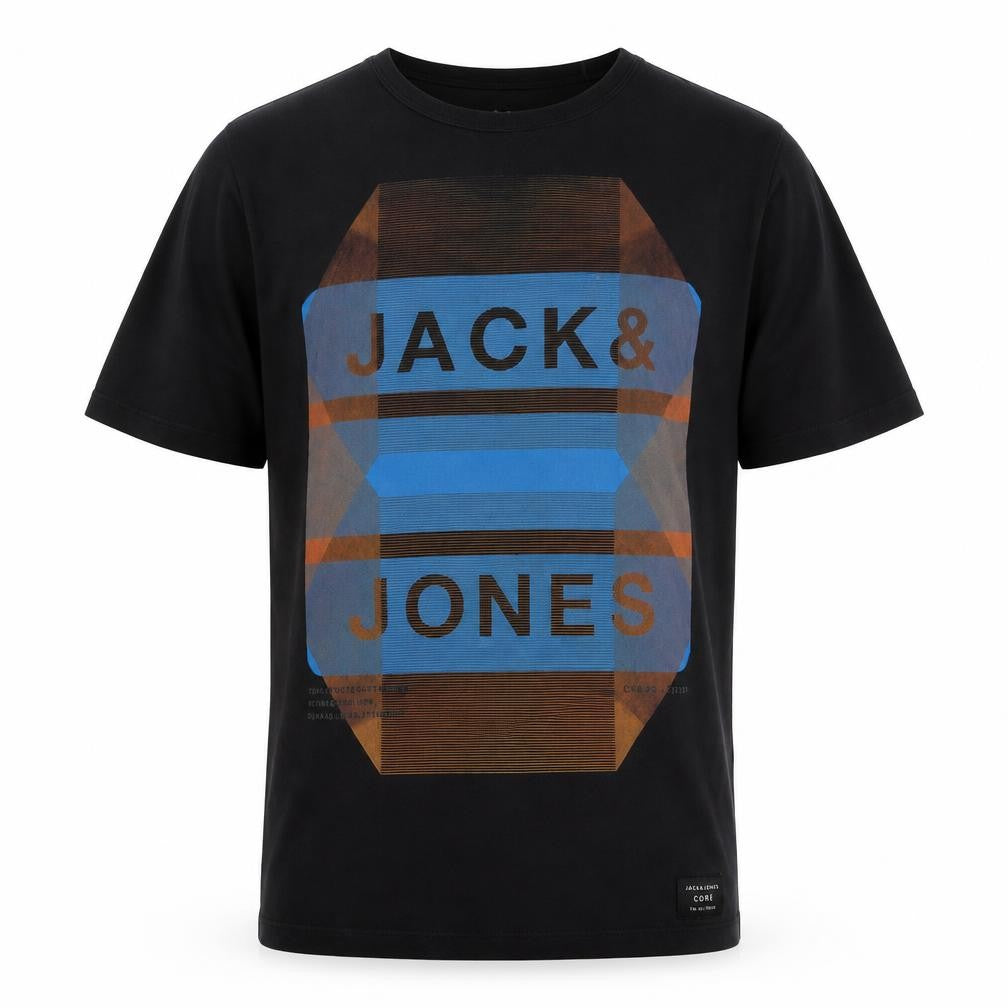 Jack & Jones Men's Black Graphic Print T-Shirt, Medium