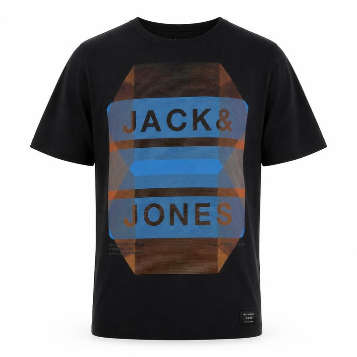 Jack & Jones Men's Black Graphic Print T-Shirt, Medium