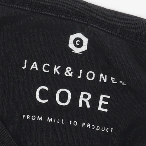 Jack & Jones Men's Black Graphic Print T-Shirt, Medium
