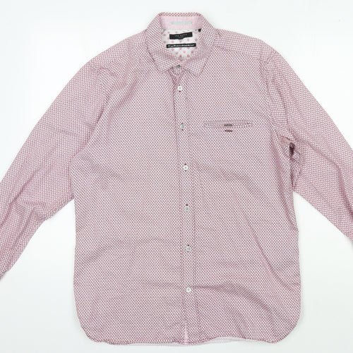 Ted Baker Men's Pink Geometric Long Sleeve Shirt