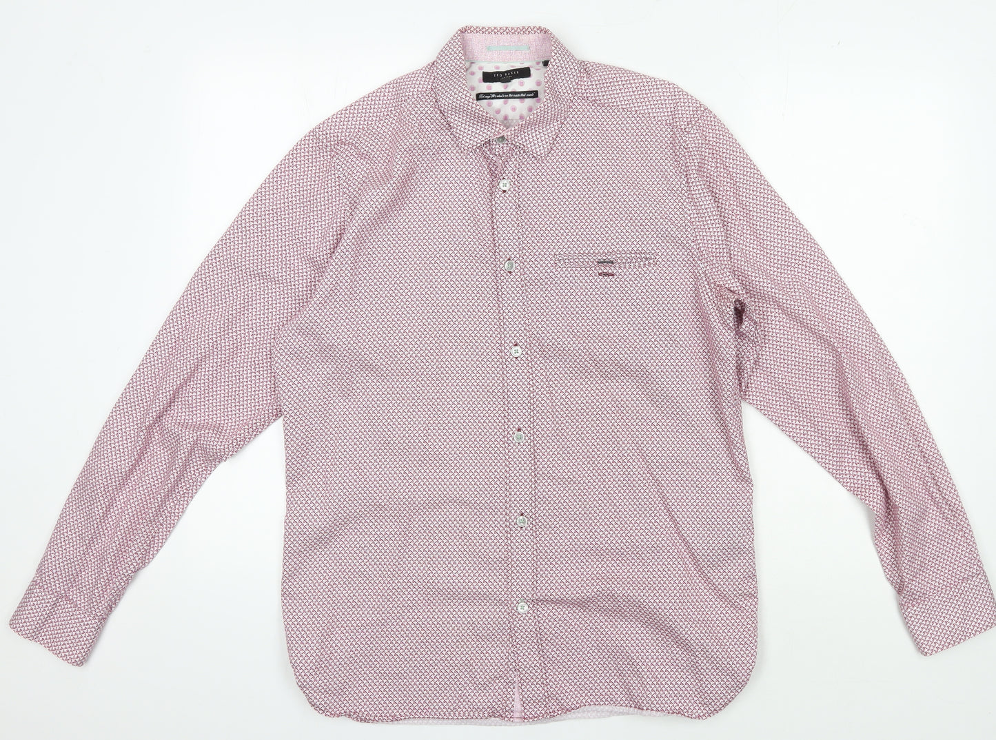 Ted Baker Men's Pink Geometric Long Sleeve Shirt