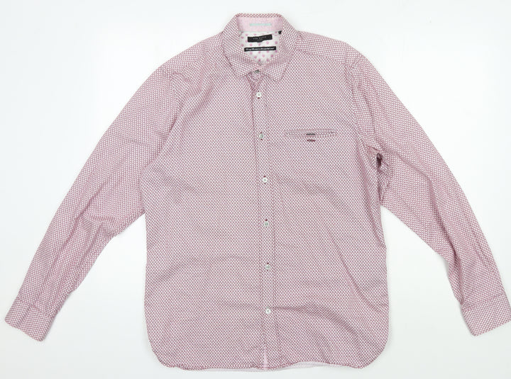 Ted Baker Men's Pink Geometric Long Sleeve Shirt