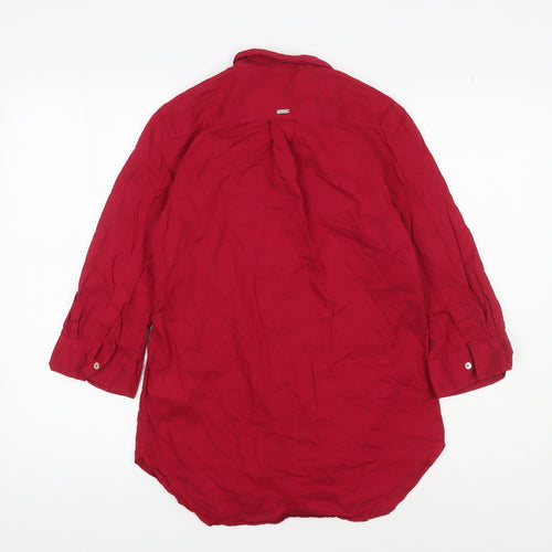 s.Oliver Women's Red Button-Up Shirt, Size 8, 3/4 Sleeve
