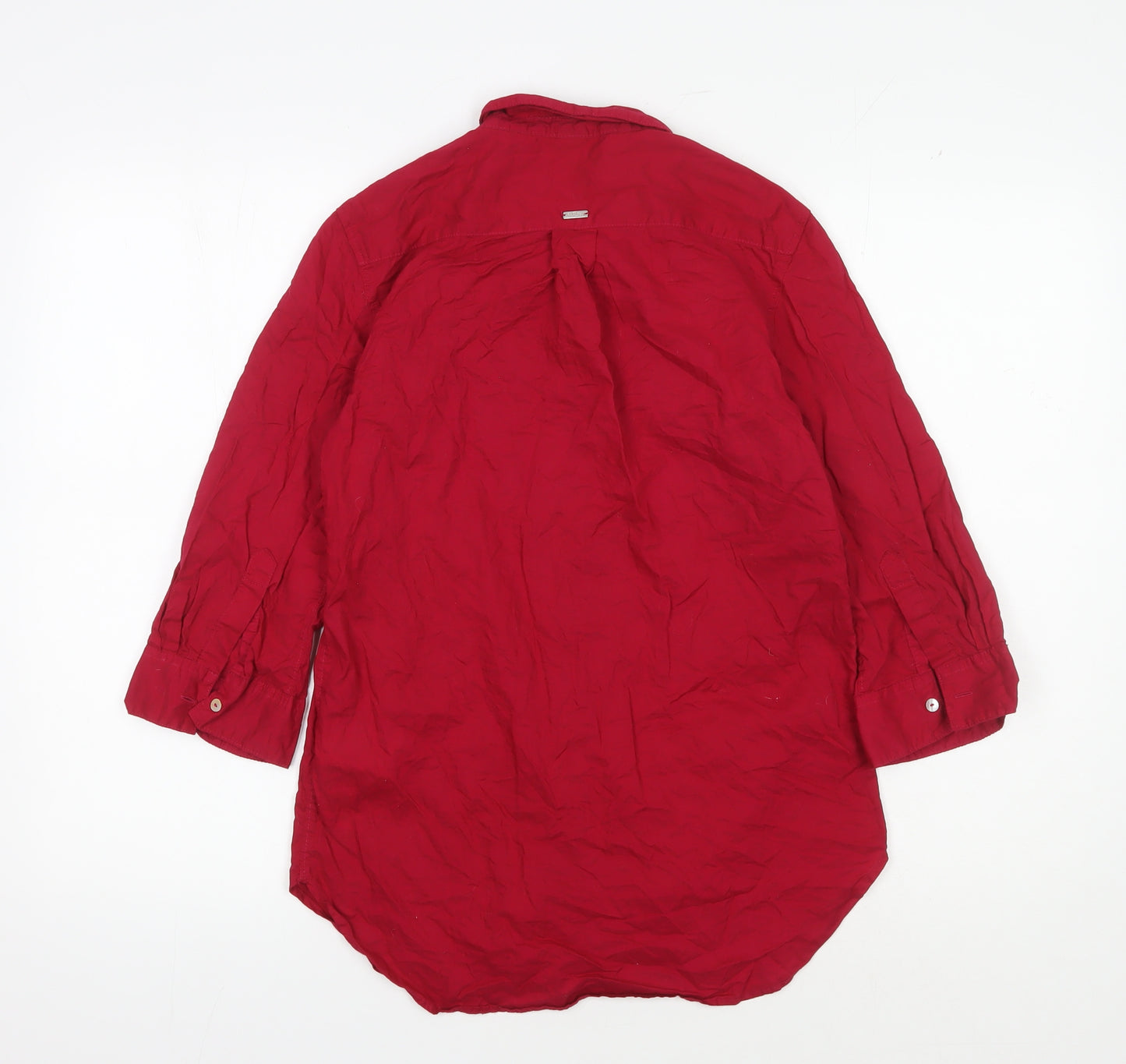 s.Oliver Women's Red Button-Up Shirt, Size 8, 3/4 Sleeve