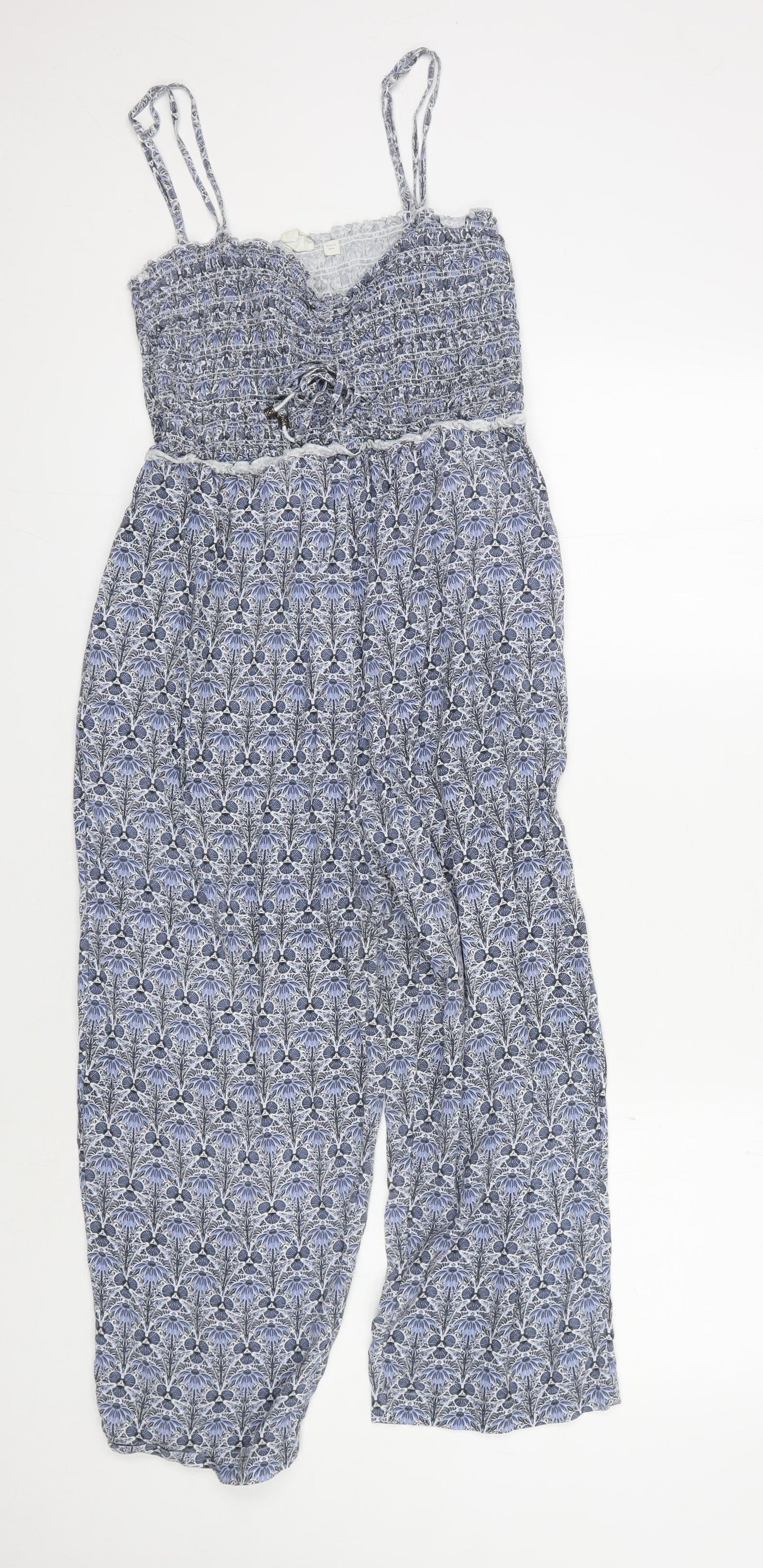 Fat Face Women's Blue Floral Jumpsuit, Size 10, Casual Summer Style
