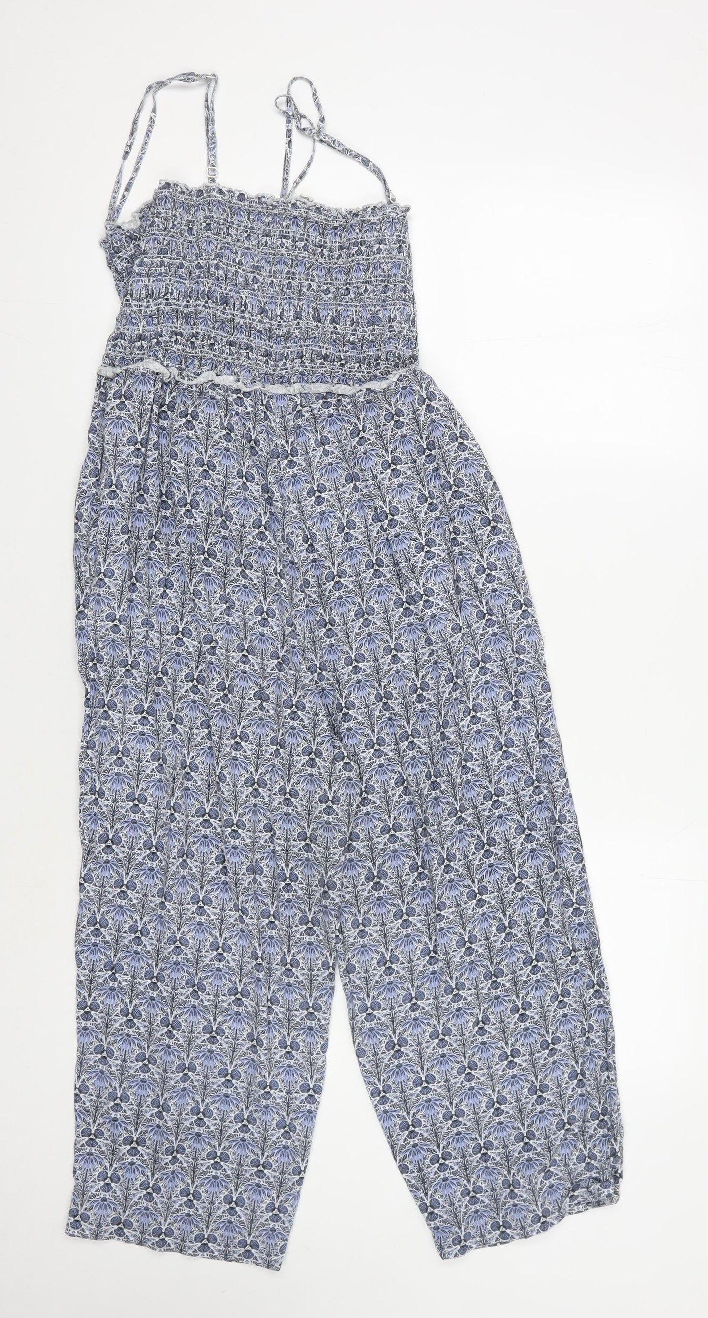Fat Face Women's Blue Floral Jumpsuit, Size 10, Casual Summer Style