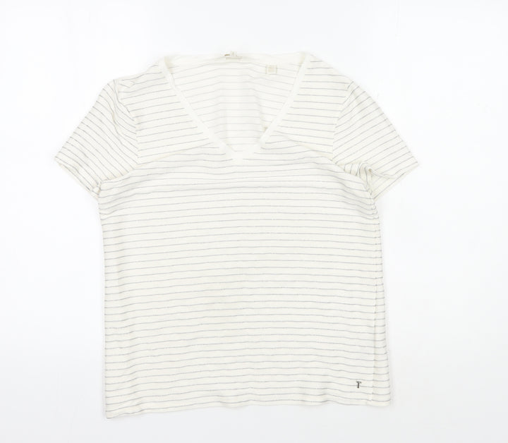 Ted Baker Women's White Striped T-Shirt XS
